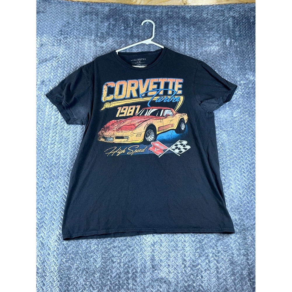 Vintage Chemistry Corvette Turbo 1981 High Speed T-Shirt Men Large Black Graphic